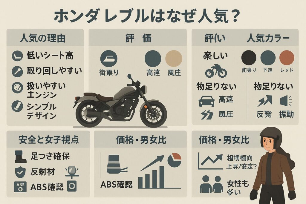 ホンダ レブルはなぜ人気があるのか？安全装備や女子視点までを網羅