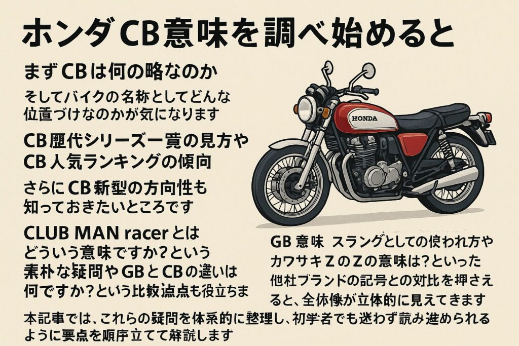ホンダ CBの意味を完全解説:由来・歴史・新型まで徹底ガイド