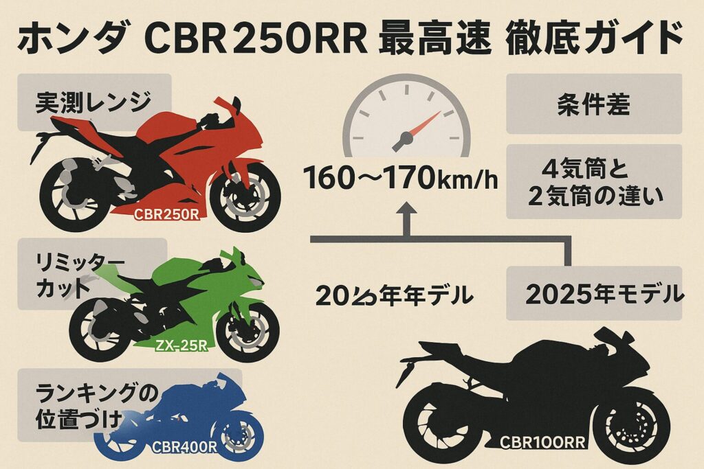 ホンダCBR250RR最高速は?ZX25RやCBR1000RRRとの差は?