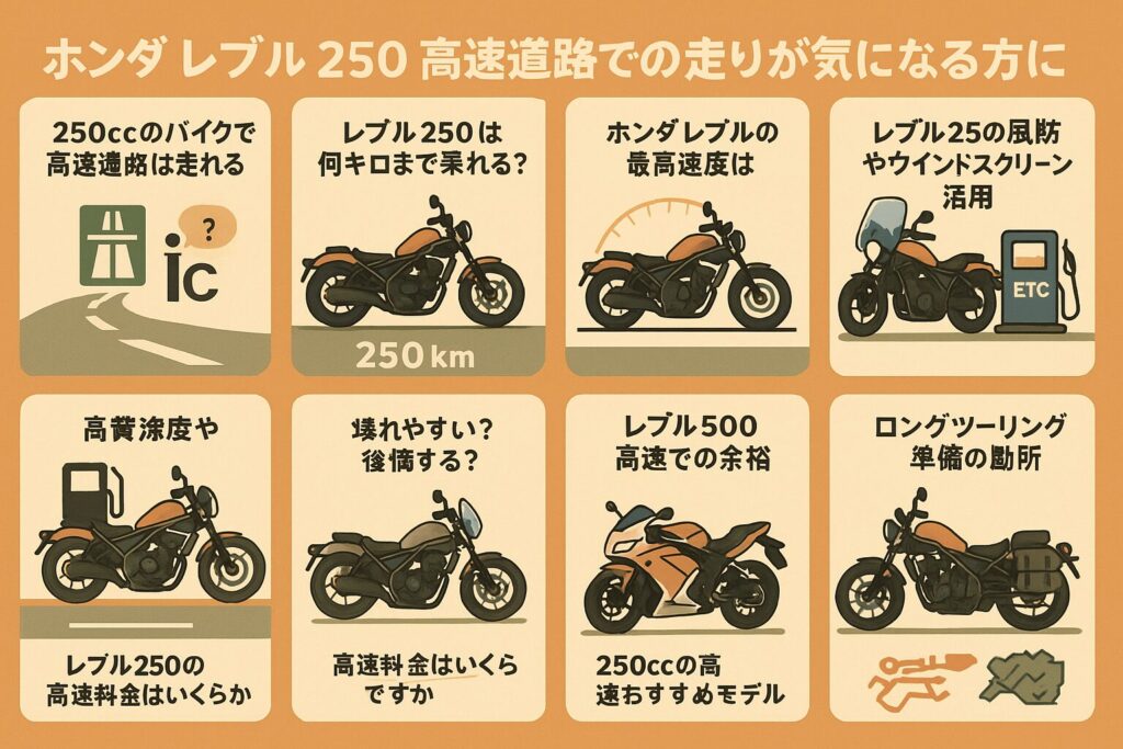 ホンダレブル250の高速道路で快適に走るための装備と速度目安を解説